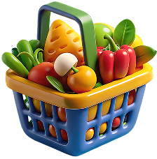 Basket filled with groceries